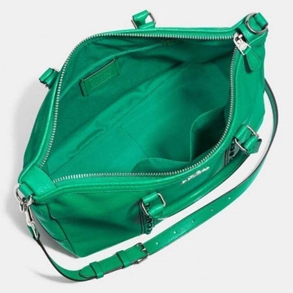 Coach Central Rivet Leaf Enamel Green Leather Bag